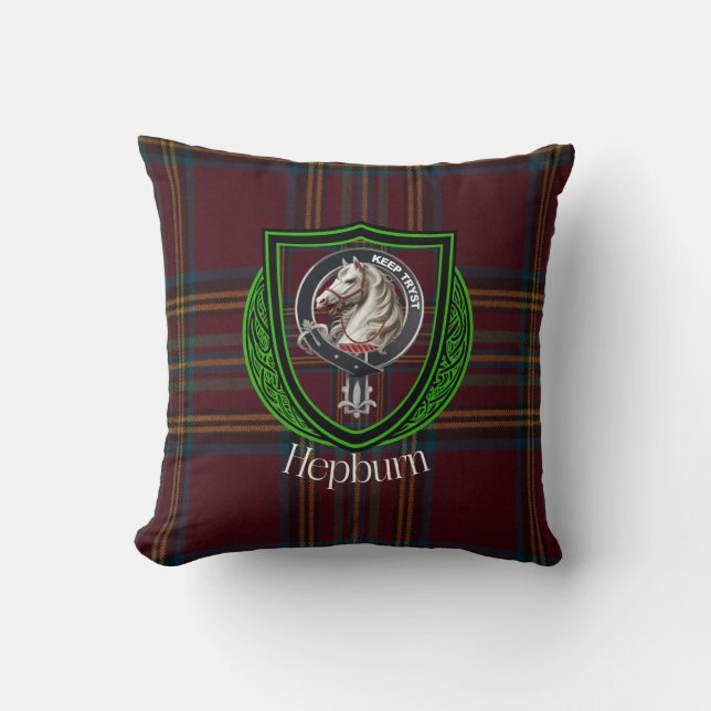 Coussin Clan écossais Hepburn Tartan & Crest (Recto)