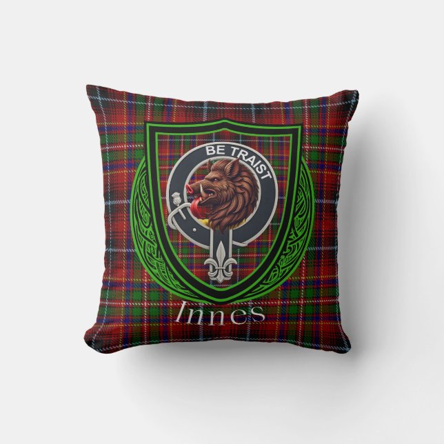Coussin Clan écossais Innes Tartan & Crest (Recto)