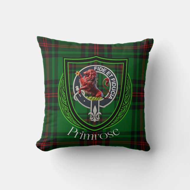 Coussin Clan écossais Primrose Tartan & Crest (Recto)