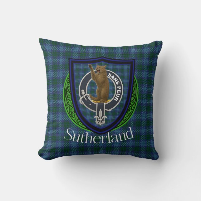 Coussin Clan écossais Sutherland Tartan & Crest (Recto)