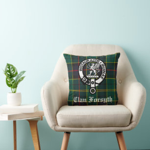 Coussin Clan Forsyth Crest Badge et Tartan