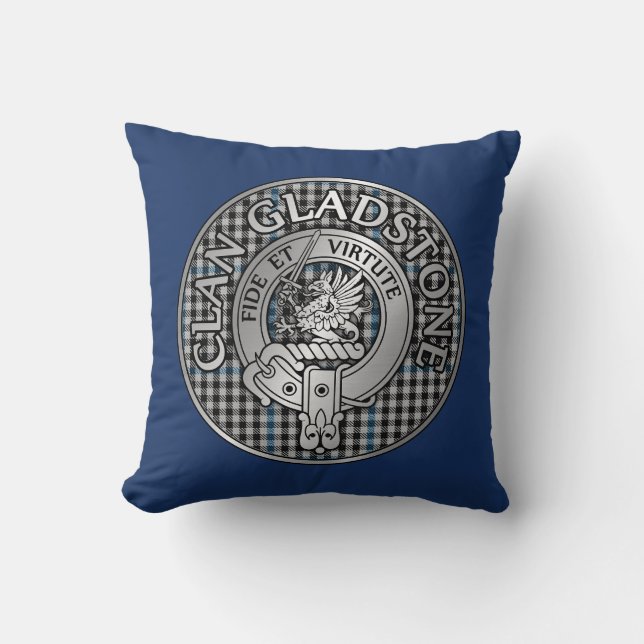Coussin Clan Gladstone Crest & Tartan (Recto)