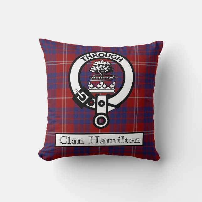 Coussin Clan Hamilton Crest et Tartan II (Recto)