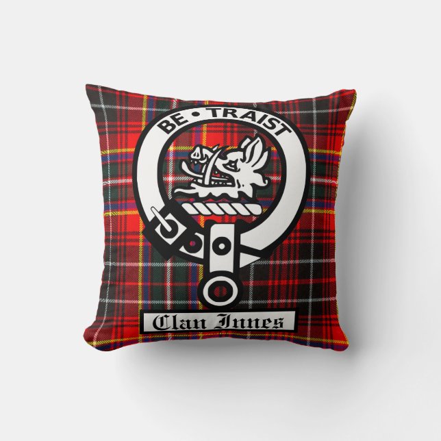 Coussin Clan Innes Crest Badge et Tartan (Recto)