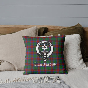 Coussin Clan Jardine Crest Badge et Tartan