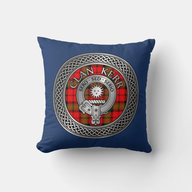 Coussin Clan Kerr Crest & Tartan Knot (Recto)