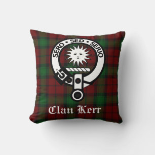 Coussin Clan Kerr Tartan et Insigne de crête