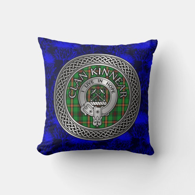 Coussin Clan Kinnear Crest & Tartan Knot (Recto)