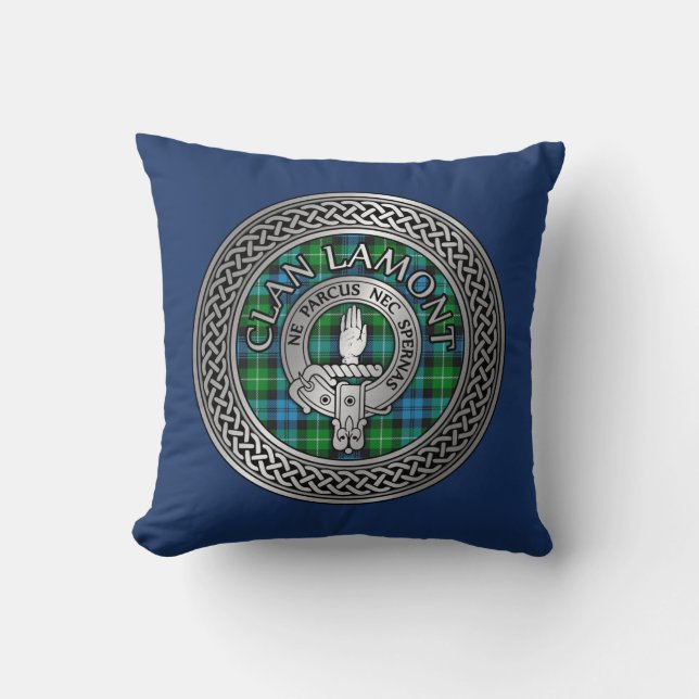 Coussin Clan Lamont Crest & Tartan Knot (Recto)