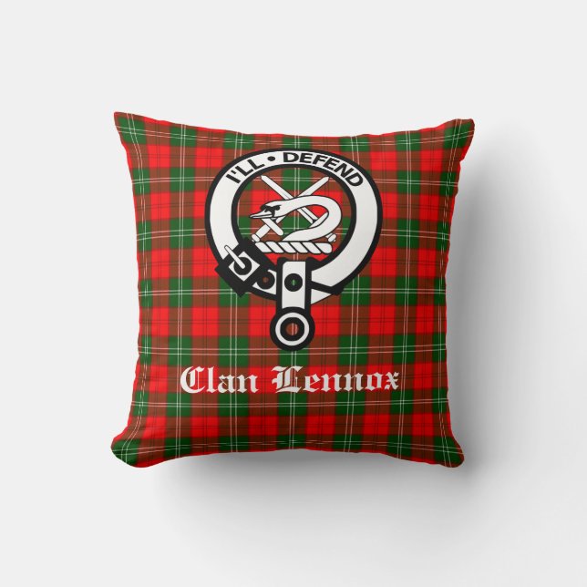 Coussin Clan Lennox Crest Badge & Tartan (Recto)