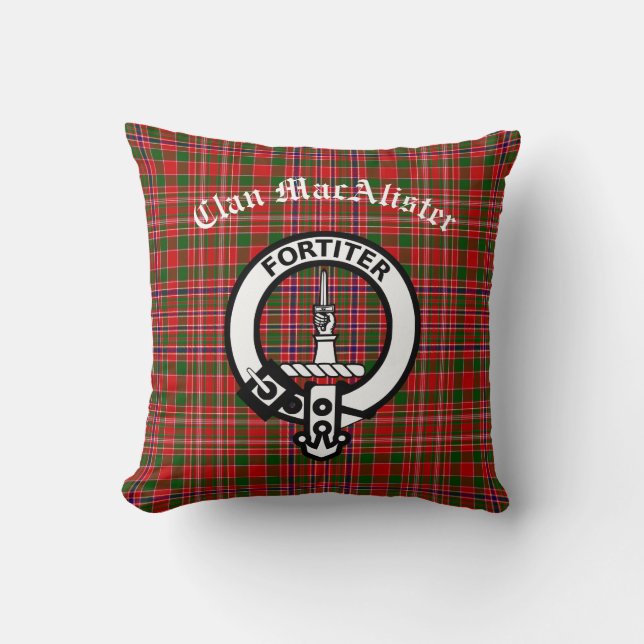 Coussin Clan MacAlister Crest Badge & Tartan (Recto)