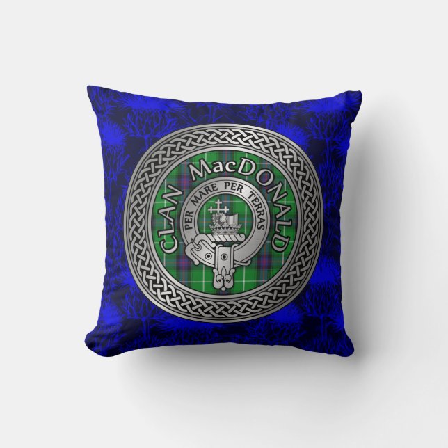 Coussin Clan MacDonald Crest & Tartan Knot (Recto)