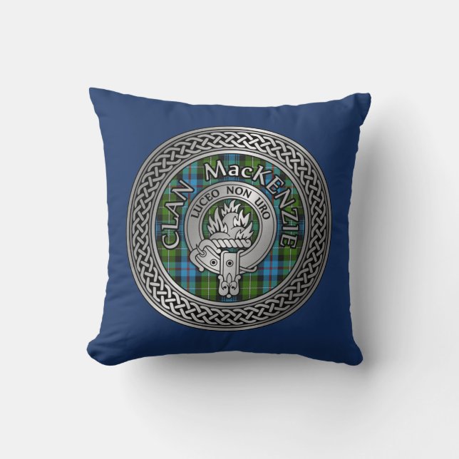 Coussin Clan MacKenzie Crest & Tartan Knot (Recto)