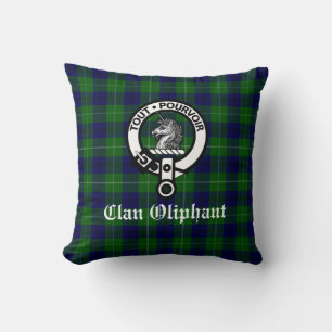 Coussin Clan Oliphant Crest Badge et Tartan