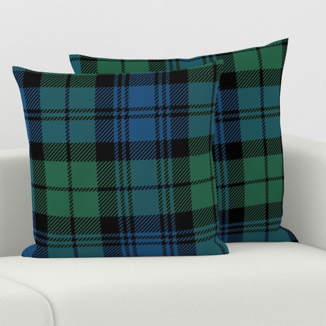 Coussin Clan Plaid Campbell Tartan Vert Bleu noir (Rustic Plaid Farmhouse Campbell Tartan Throw Pillow)