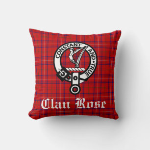 Coussin Clan Rose Crest Badge et Tartan