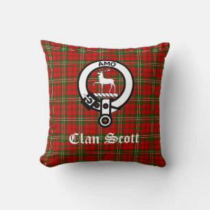 Coussin Clan Scott Crest Badge et Tartan