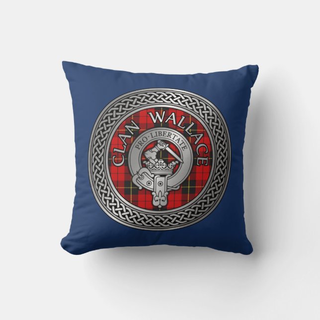 Coussin Clan Wallace Crest et Tartan Knot (Recto)