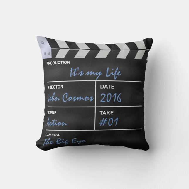 Coussin Clapboard cinéma "C'est ma vie" (Recto)