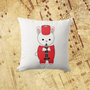 Coussin Clarinet Rabbit Marching Band Rouge Blanc