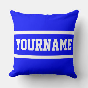Coussin Classe amusante Texte bleu vif Athlétique Blanc Ra