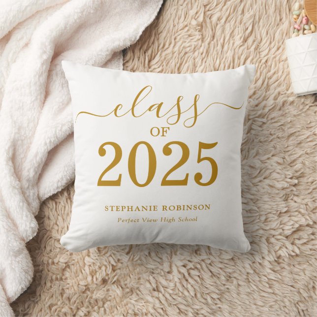 Coussin Classe de 2025 Gold Script Graduation (Couverture)