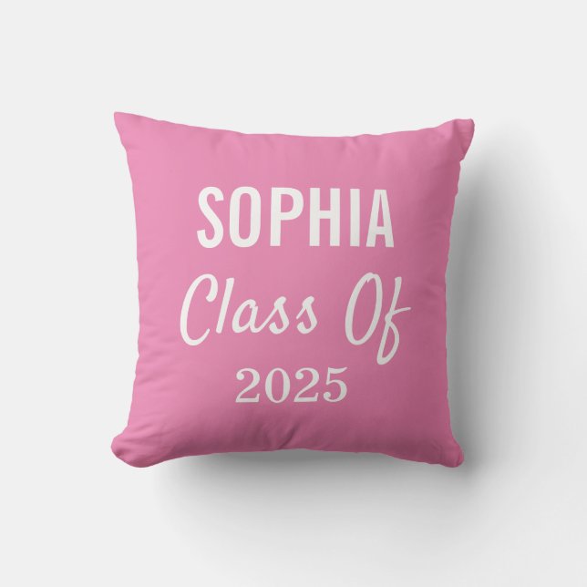 Coussin Classe de graduation de 2025 Pink Modern Typograph (Recto)