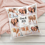 Coussin Classe simple et chic de 2023 Heart Photo Collage<br><div class="desc">Ce coussin chic en noir et blanc dispose d'une grille photo avec huit de vos photos personnelles, et d'une typographie de script moderne tendance qui dit "classe de 2023". Il y a aussi un petit coeur élégant à l'allure d'or faux rose. Au verso, vous pouvez ajouter n'importe quel nom, une...</div>