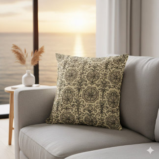 Coussin classic beige vintage nautical compass ornamental