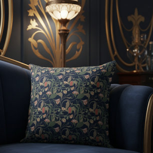 Coussin Classic Bleu Art Nouveau Motif Floral