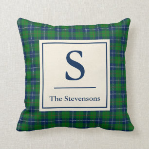 Coussin Classic Bleu Vert Tartan Plaid Personnalisé