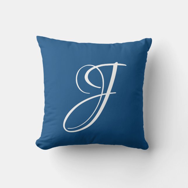 Coussin Classic Blue Letter J Monogram Initial Custom (Recto)