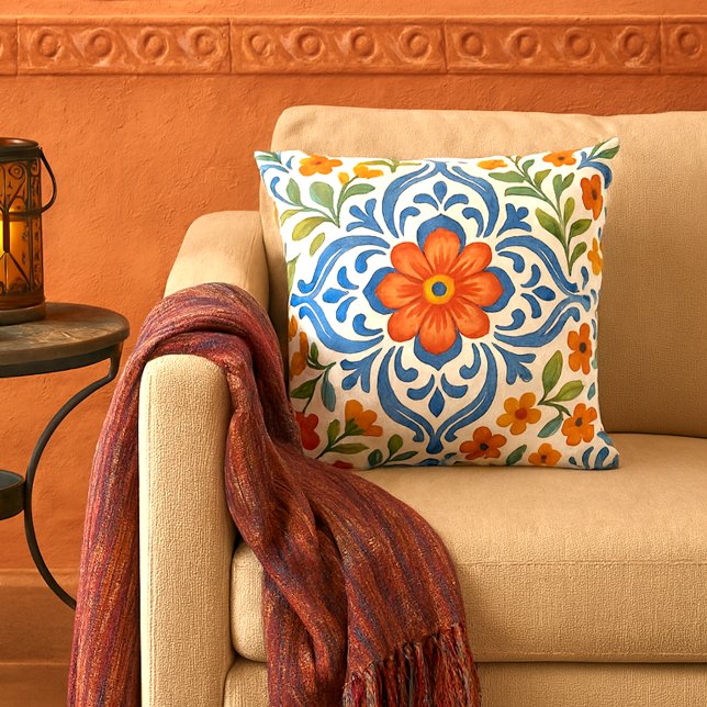 Coussin Classic Ethnic Méditerranéen Floral Art Motif (Créateur téléchargé)