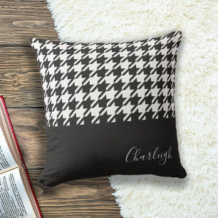 Coussin Classic moderne noir et blanc Houndstooth