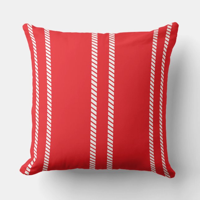 Coussin Classic Nautical Red with Stripes Throw Pillow (Recto)