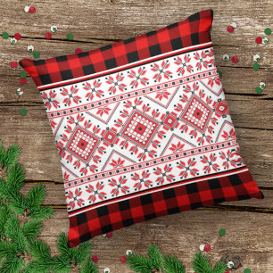 Coussin Classic Nordic Fair Isle Et Red Black Lumberjack