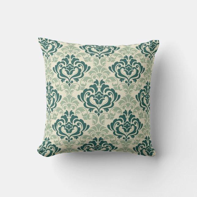 Coussin Classic Ornamental Damask Vert Floral (Recto)