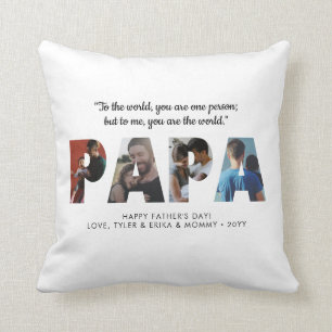 Coussin Classic PAPA Photo Collage Papa Happy Fête des pèr