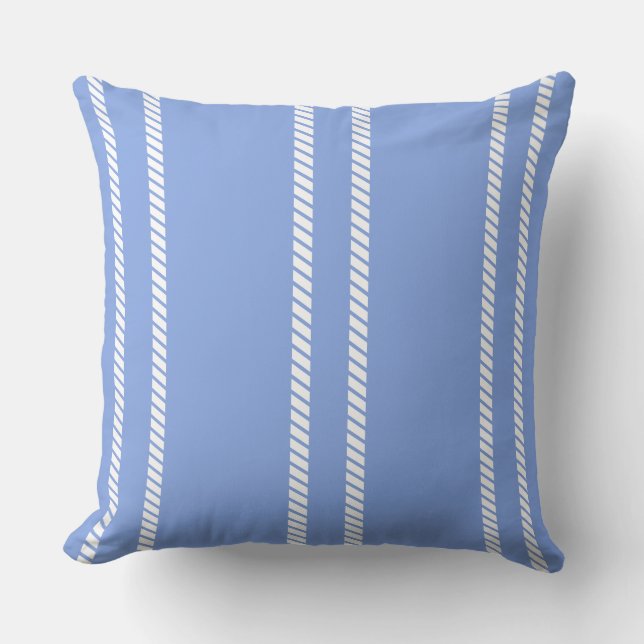 Coussin Classic Periwinkle Blue with Stripes Throw Pillow (Recto)
