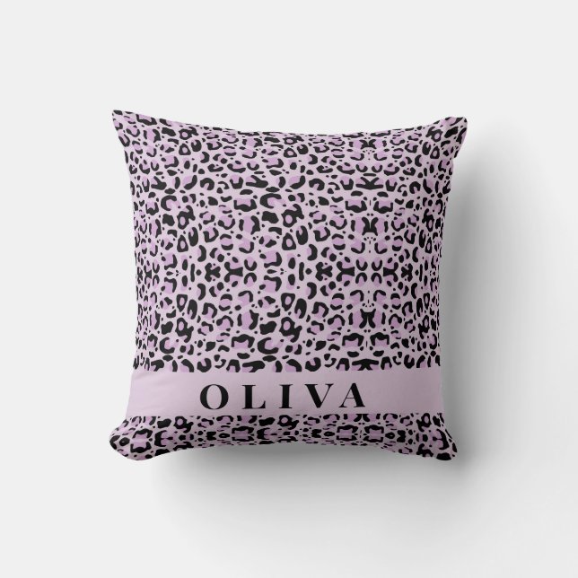 Coussin Classic Personalized Pink Leopard Print (Recto)