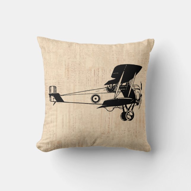 Coussin Classic Plane Vieux avion Arrière - plan de script (Recto)