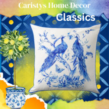 Classic Porcelain Bleu Peacocks Arrière - plan bla