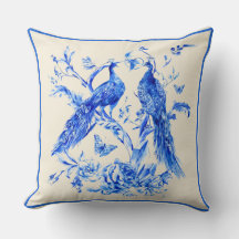 Classic Porcelain Blue Peacocks crème Arrière - pl