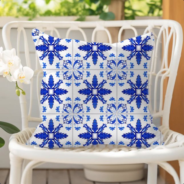 Coussin Classic Portuguese Tile Pattern Blue White (Créateur téléchargé)