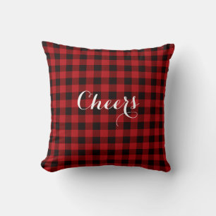 Coussin Classic rustique pays rouge noir plaid - applaudis