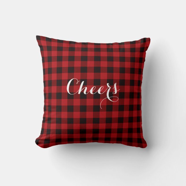 Coussin Classic rustique pays rouge noir plaid - applaudis (Recto)