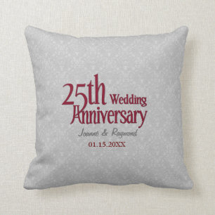 Coussin Classic Silver Damask 25e anniversaire Mariage