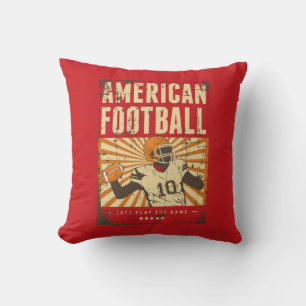 Coussin Classic Vintage Retro Grange Red American Football
