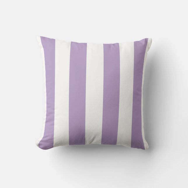 Coussin Classic Wide Stripes, Lilac Purple et Blanc (Recto)