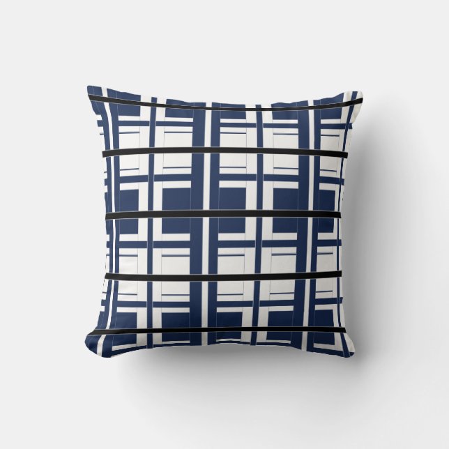 Coussin Classique blanc et noir bleu (Recto)
